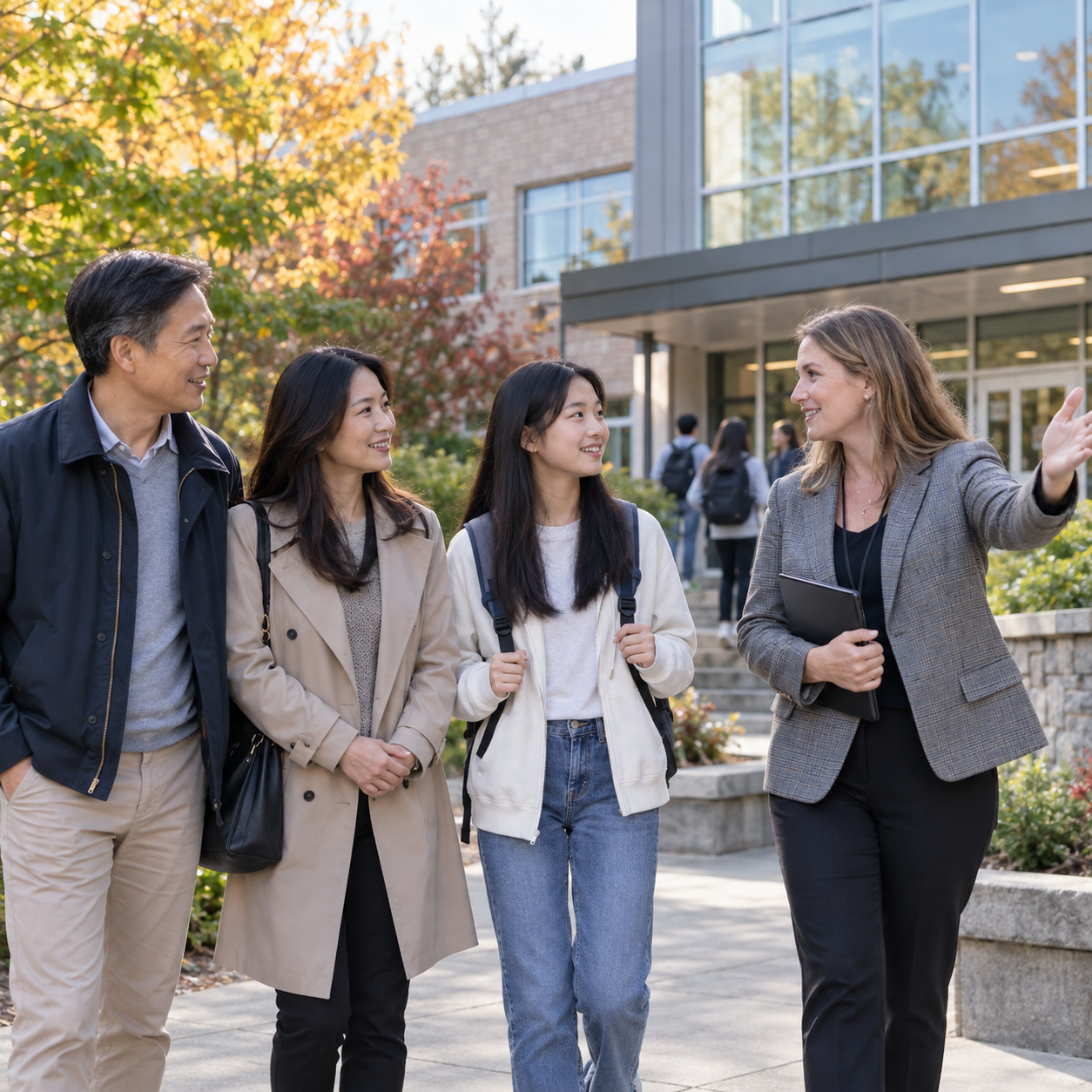 學生與家長參觀校園 / Student and family visiting a campus